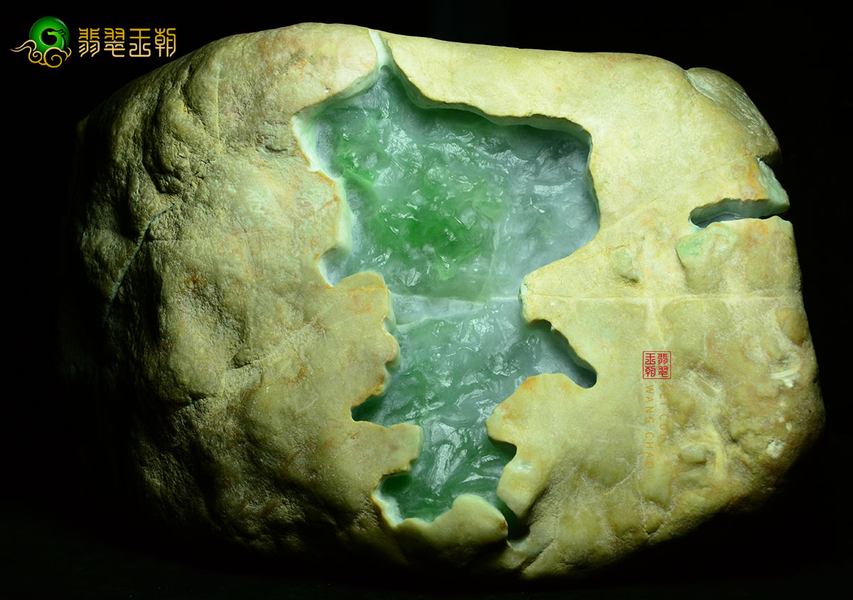 翡翠原石-缅甸翡翠原石的截绿绺皮壳特点表现